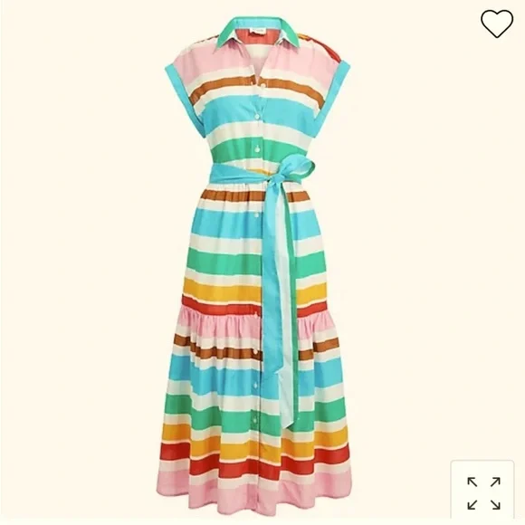 J. Crew | Dresses | J Crew Multicolor Striped Dress6 Striped Pink Green  White Striped Cotton | Poshmark